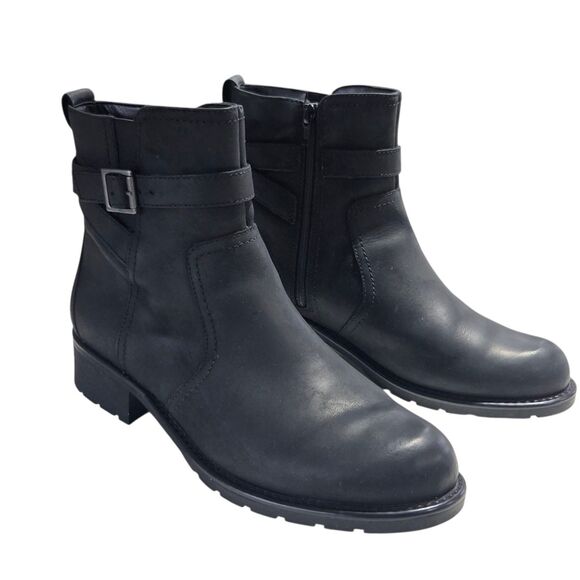 Clarks Collection Women Black Leather Ankle Boots Orinoco Bend Size 10W Zipper - Picture 12 of 16